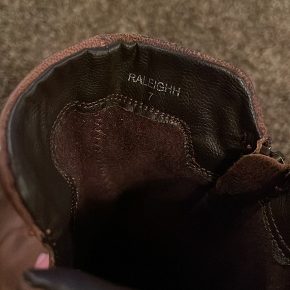 Revolve Steve Madden Raleighh tall distressed buckled heeled boots cognac - Picture 10 of 11